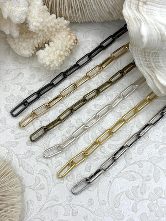 Cable Chain Oval sold by the foot. 6mm x 15.25mm. Wire 2mm x 1mm. Electroplated base metal, 6 finishes available. Fast ship