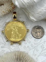 Reproduction French Commemorative Medal Coin Pendant, Gold Coin, Gold Bezel, Coin Bezel, French coin, Art Deco Coin, Gold Coin. Fast Ship