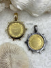 Image of French Horse Coin Pendant, Two Horses on Coin, Burnished Silver or Gold Bezel, Coin Bezel, French coin, Art Deco Coin, Gold Coin. Fast Ship