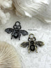 Image of French Bee Charm Pendant CZ Micro PAVE , French Bee Charm, CZ Bee, 33mm x 39mm Bee Charm, Cubic Zirconia Bee Pendant, 2 Finishes Fast Ship