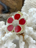 Image of Flower Shaped Pendants Green Malachite Enamel, Red Enamel. 38mm, Variety of stones, 2 styles. Fast Ship
