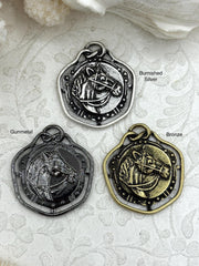 Horse Pendant, Whip Stirrup & Bit, Horse Charm, Equestrian Charm, Horse Pendant, Equestrian Pendant, 39mm x 35mm, Zinc Alloy, Fast Ship