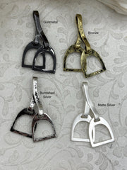 Equestrian Stirrup Pendant High Quality Brass Equestrian Pendant, Stirrup Charm, Equestrian Charm Horse Jewelry, 4 Finishes Fast Ship.