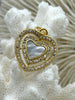 Image of Mother of Pearl Heart CZ Charms, 2 styles, Gold Plated Brass Heart Charms, MOP Charms, Cubic Zirconia, Brass Mother of Pearl, Fast Ship