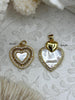 Image of Mother of Pearl Heart CZ Charms, 2 styles, Gold Plated Brass Heart Charms, MOP Charms, Cubic Zirconia, Brass Mother of Pearl, Fast Ship