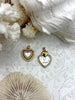 Image of Mother of Pearl Heart CZ Charms, 2 styles, Gold Plated Brass Heart Charms, MOP Charms, Cubic Zirconia, Brass Mother of Pearl, Fast Ship