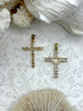 Image of Gold Cross Charms with Cubic Zirconia, Gold Religious Cross, Brass Cross Charm, Gold Cross Pendant with clear CZ, 2 styles, Fast Ship