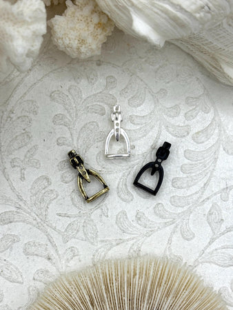 Equestrian Stirrup Pendant High Quality Equestrian Pendant, Zinc Alloy Stirrup Charm, Equestrian Charm Horse Jewelry, 3 Finishes, Fast Ship.