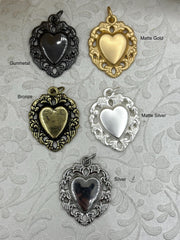 Sacred Heart Pendants, Sacred Heart Charms, Love Charm, Religious Charm, 5 finishes, 30mm x 26mm, 2.7mm thick, Zinc Alloy Heart, Fast Ship