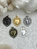 Image of Sacred Heart Pendants, Sacred Heart Charms, Love Charm, Religious Charm, 5 finishes, 30mm x 26mm, 2.7mm thick, Zinc Alloy Heart, Fast Ship