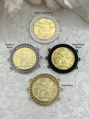 ITALIA Coin Pendant, Gold Coin Pendant, Italian 1 Lira Coin, 4 Bezel Colors, Coin Bezel, Art Deco Coin, Replica Coin, Brass Coin, Fast Ship