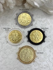 Italian Coin Pendant, Plated Gold Coin Pendant, Italian 10 Centesimi Coin, 3 Bezel Colors, Italian Replica Gold Plated Brass Coin, Fast Ship