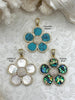 Image of Flower Shaped Pendants Turquoise Howlite, Mother of Pearl, or Abalone. 38mm, Variety of stones, 3 styles. Fast Ship