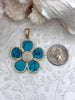 Image of Flower Shaped Pendants Turquoise Howlite, Mother of Pearl, or Abalone. 38mm, Variety of stones, 3 styles. Fast Ship