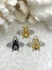 Image of French Bee Charm Pendant CZ Micro PAVE , French Bee Charm, CZ Bee, 33mm x 39mm Bee Charm, Cubic Zirconia Bee Pendant, 3 Finishes Fast Ship