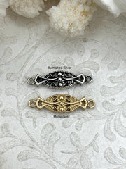 Brass Decorative Connector,, 25mm x 9mm x 3mm, Brass Jewelry Connector, Connector charm, Bracelet/Necklace Connector 2 finishes, Fast Ship