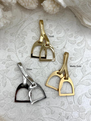 Equestrian Stirrup Pendant High Quality Brass Equestrian Pendant, Stirrup Charm, Equestrian Charm Horse Jewelry, 3 Finishes Fast Ship.