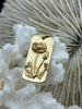 Image of Brass Cartouche Dog Tag Flower Charm, Matte Gold, Flower Pendant, Dainty Flower Charm, Daisy Flower, Sun Flower or Poppy Flower, 30mmx14mm