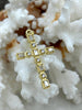 Image of Gold Cross Charms with Cubic Zirconia, Gold Religious Cross, Brass Cross Charm, Gold Cross Pendant with clear CZ, Fast Ship