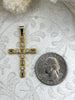 Image of Gold Cross Charms with Cubic Zirconia, Gold Religious Cross, Brass Cross Charm, Gold Cross Pendant with clear CZ, Fast Ship