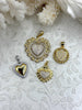 Image of Brass Heart Charms with CZ, 5 styles, Gold and Silver Plated Brass, Brass and Cubic Zirconia Heart Pendants. Fast Ship