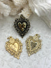 Image of Sacred Heart Pendant, Sacred Heart Charm, Love Charm, Religious Charm 6 finishes, 41mm x 29mm, 2mm thick, Plated Zinc Alloy Heart, Fast Ship