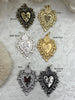 Image of Sacred Heart Pendant, Sacred Heart Charm, Love Charm, Religious Charm 6 finishes, 41mm x 29mm, 2mm thick, Plated Zinc Alloy Heart, Fast Ship