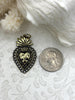 Image of Sacred Heart Pendant, Sacred Heart Charm, Love Charm, Religious Charm 5 finishes, 40mm x 24mm, 2mm thick, Plated Zinc Alloy Heart, Fast Ship