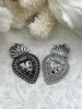 Image of Sacred Heart Pendant, Sacred Heart Charm, Love Charm, Religious Charm 5 finishes, 40mm x 24mm, 2mm thick, Plated Zinc Alloy Heart, Fast Ship
