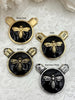 Image of French Bee Black Enamel Pendants, Enamel and Zinc Alloy, 4 Finishes: Gold, Matte Gold, Bronze, and Burnished Silver.Fast Ship.
