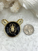 Image of Black Enamel Scarab Pendants, Enamel and Plated Zinc Alloy, Scarab Charms, 3 finishes available, 35mm Pendant, Scarab Jewelry. Fast Ship.