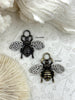 Image of French Bee Charm Pendant CZ Micro PAVE , French Bee Charm, CZ Bee, 33mm x 39mm Bee Charm, Cubic Zirconia Bee Pendant, 2 Finishes Fast Ship