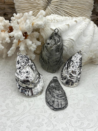 Oyster Shell Cast Pendant, Shell Pendant, Seashell, 2 styles of shells, 2 colors, BBA Original. Fast Shipping