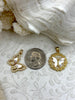Image of Mother of Pearl Bee and Butterfly CZ Charms, 2 styles, Gold Plated Brass Charms, Bee or Butterfly, Cubic Zirconia,Mother of Pearl, Fast Ship