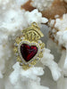 Image of Gold and Red Plated Brass Heart CZ Charms, High Quality Heart Charms, Hand and Heart Red Heart Charms. Fast Ship