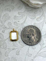 Brass Gold Plated Mother of Pearl Pendants, High Quality Brass Charms, Rectangle Charm, Mother of Pearl Charms, MOP pendants, Fast Ship.