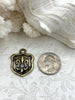 Image of Fleur De Lis Shield Charms with CZ, Fleur De Lis Charm, 7 Finishes, Brass Charm, Fleur de lis Pendant, French Charm, Paris Charm, Fast Ship.