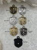 Image of Fleur De Lis Shield Charms with CZ, Fleur De Lis Charm, 7 Finishes, Brass Charm, Fleur de lis Pendant, French Charm, Paris Charm, Fast Ship.