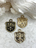 Image of Fleur De Lis Shield Charms with CZ, Fleur De Lis Charm, 7 Finishes, Brass Charm, Fleur de lis Pendant, French Charm, Paris Charm, Fast Ship.