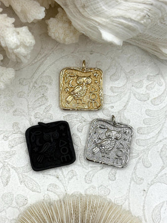 High Quality Brass Ancient Greek Coin, Bubo Owl of Athena Greek,Athena's Owl, Gold, Silver, or Matte Black Plated, 24mm, Fast Ship