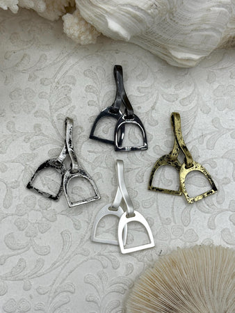 Equestrian Stirrup Pendant High Quality Brass Equestrian Pendant, Stirrup Charm, Equestrian Charm Horse Jewelry, 4 Finishes Fast Ship.
