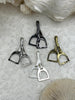Image of Equestrian Stirrup Pendant High Quality Brass Equestrian Pendant, Stirrup Charm, Equestrian Charm Horse Jewelry, 4 Finishes Fast Ship.
