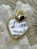 Image of Mother of Pearl Heart CZ Charms, 2 styles, Gold Plated Brass Heart Charms, MOP Charms, Cubic Zirconia, Brass Mother of Pearl, Fast Ship