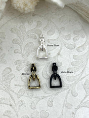 Equestrian Stirrup Pendant High Quality Equestrian Pendant, Zinc Alloy Stirrup Charm, Equestrian Charm Horse Jewelry, 3 Finishes, Fast Ship.