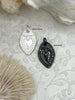 Image of Sacred Heart Pendant, Sacred Heart Charm, Love Charm, Religious Charm 2 finishes, 28mm x 18mm, 2mm thick, Plated Zinc Alloy Heart, Fast Ship
