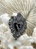 Image of Sacred Heart Pendant, Gunmetal Sacred Heart Charm, Love Charm, Religious Charm, 41mm x 29mm, 2mm thick, Plated Zinc Alloy Heart, Fast Ship