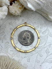 Round Hoop Ring Circle Pendant with Dots, Pendant or Earrings Artisan Ring, Hoop Charm, Closed Ring with Bale, 43mm, Fast Shipping