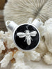 Image of French Bee Black Enamel Pendants, Enamel and Zinc Alloy, Matte Silver Black Enamel Bee Pendant. Fast Ship.