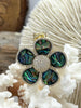 Image of Flower Shaped Pendants Turquoise Howlite, Mother of Pearl, or Abalone. 38mm, Variety of stones, 3 styles. Fast Ship