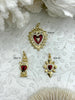 Image of Gold and Red Plated Brass Heart CZ Charms, 3 styles, High Quality Heart Charms, Hand and Heart Red Heart Charms. Fast Ship